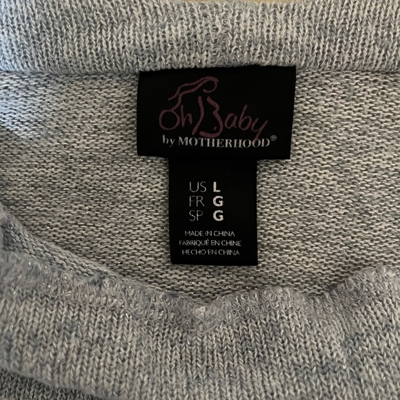 Oh Baby Motherhood Maternity Cowl Neck Gray Sparkled Sweater Tunic Top Size L - Picture 6 of 6